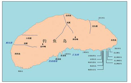 釣魚島及其周邊地理實體位置示意圖