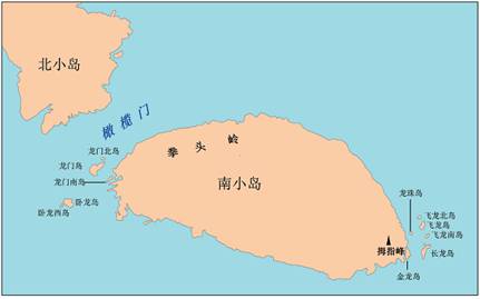 南小島及其周邊地理實(shí)體位置示意圖